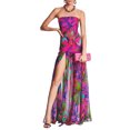 thumbnail image 1 of Faithtur Robe Tube pour Femmes Slim Sans Bretelles Dos Nu Patchwork en Maille Imprimé Léopard Tropical Fente Haute Longue Robe pour Fête Club Nuit, 1 of 7
