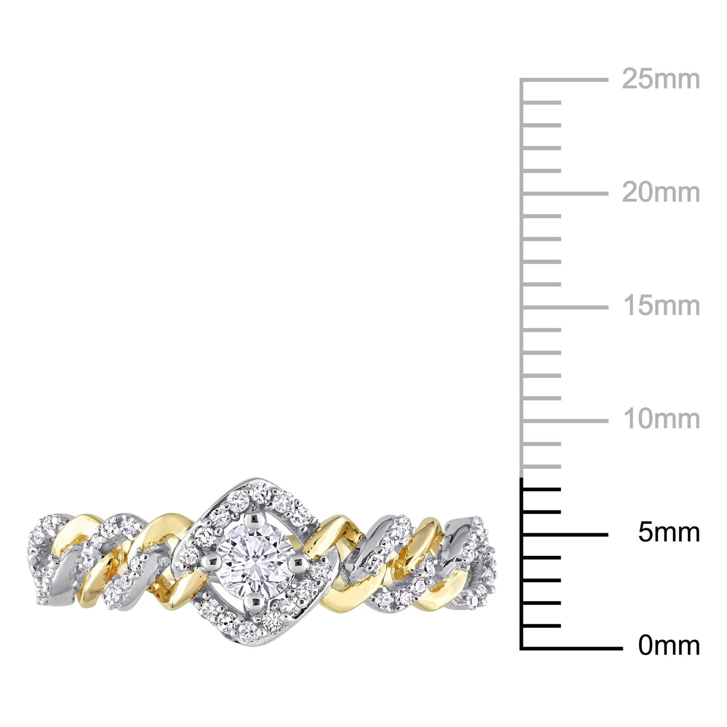 Miabella Bague de fiançailles Halo a maillon en or jaune 10K avec diamant 1/3 Carat P.T.