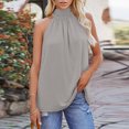 thumbnail image 2 of Birdeem Mode Femme Blouse Sans Manches Col Roulé Unie T-Shirt Tops d'Été, 2 of 9