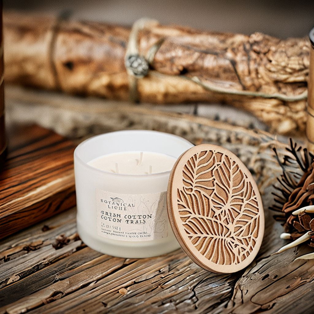 Botanical Light 16.4OZ Fresh cotton Soy Wax Blended Scented Candle,3 wick