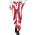 thumbnail image 1 of INSPIRE CHIC Men's Striped Dress Pant Classic Fit Flat Front Business Work Prom Trousers 34 Red White, 1 of 7