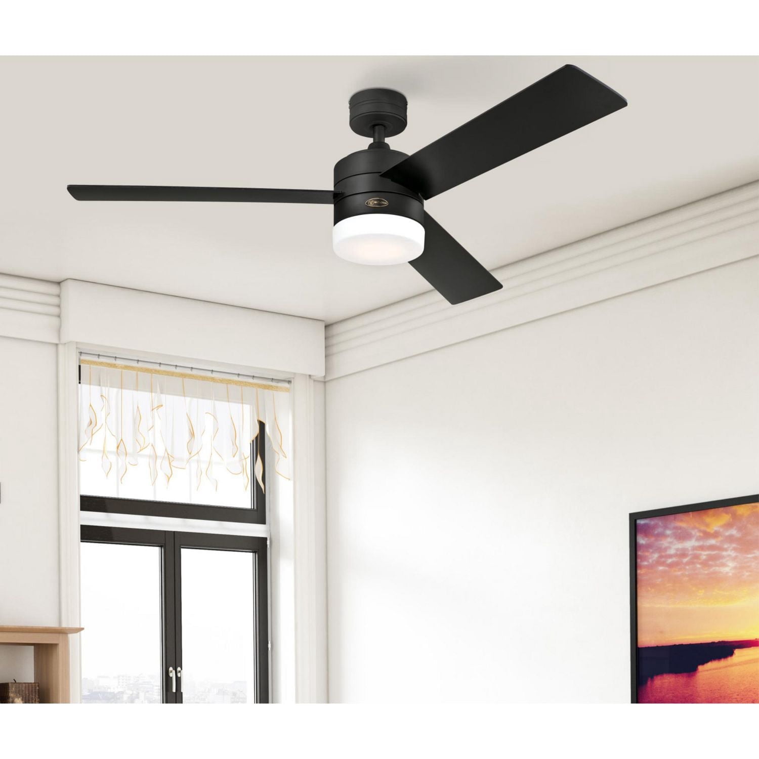 Westinghouse Ventilateur de plafond Alta Vista 52po. (132cm) aux DEL Intégrés, 3 pales, noir mat