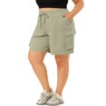 thumbnail image 4 of Unique Bargains Women's Plus Size Drawstring Elastic Waist Straight Leg Cargo Shorts, 4 of 6