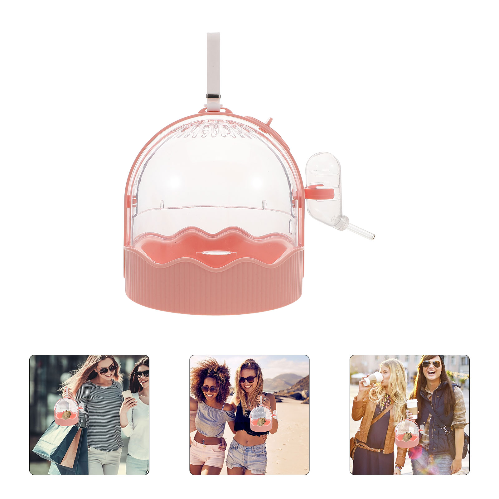 Raindrops Pink Small Animal Travel Cage Carrier Designed for Comfort and Safety Outdoors
