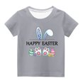 thumbnail image 1 of Penkiiy T-Shirts de Pâques pour Enfants Tout-Petits Garçons Filles Mode Oreilles de Lapin de Pâques Oeufs de Pâques Imprimé Col Rond Imprimé Manche Courte Haut 7 Ans Gris, 1 of 4