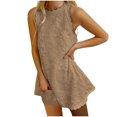 thumbnail image 2 of zanvin Robes d'Invitée de Mariage pour Femmes, Robe d'Été Unie pour Femmes Style Frais Couleur Unie Débardeur en Dentelle Brodée à Col Rond, 2 of 5