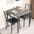 thumbnail image 1 of 3-Piece Dining Table Set for 2, Square Wooden Kitchen Table with Chairs, Compact Dining Set for Apartments, Studios, and Small Areas, 1 of 7