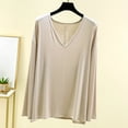 thumbnail image 2 of MeetoTime V Neck Long Sleeve Shirts for Women Comfortable Loose Tops Solid Color Lounge Tops Pullover, 2 of 7