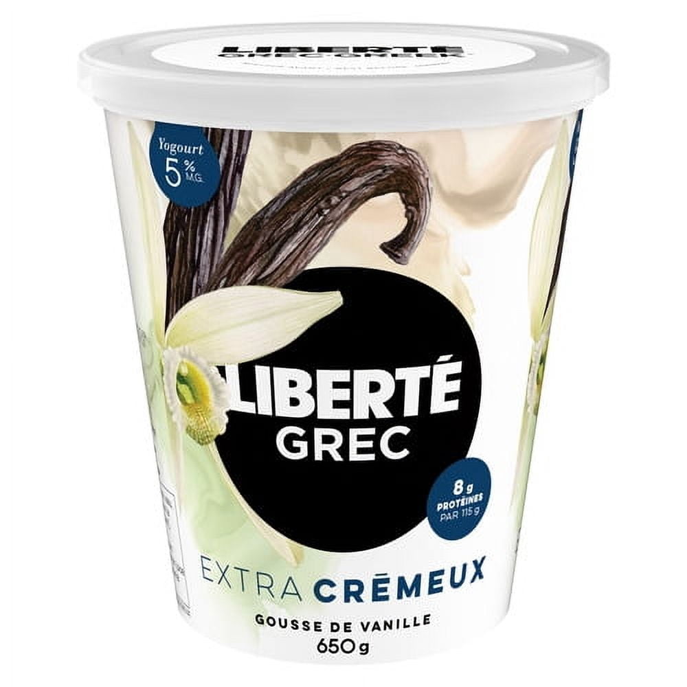 Liberté Grec Yogourt Extra crémeux 5 %, Gousse de vanille, Teneur élevée en protéines, 650g