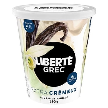 Liberté Grec Yogourt Extra crémeux 5 %, Gousse de vanille, Teneur élevée en protéines, 650 g