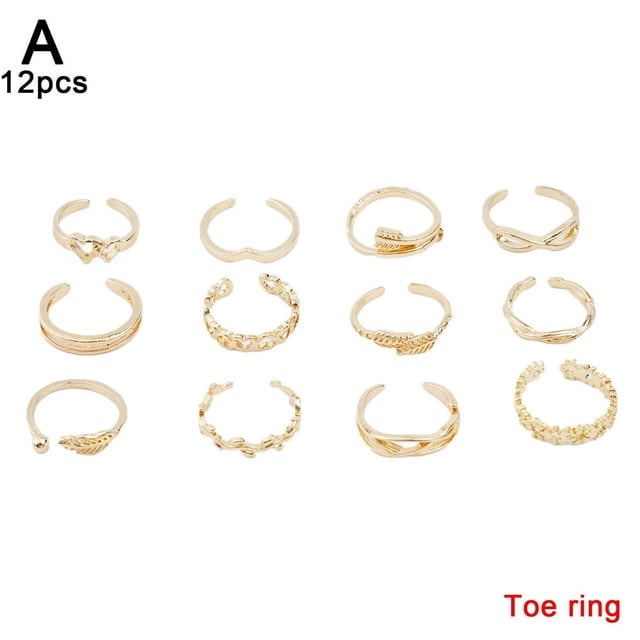CHOK 12/24PCs Adjustable Jewelry Silver Open Toe Ring Finger Foot Rings New Set TOP H6U2