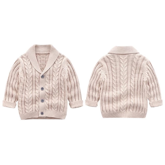 Posijego Cardigans for Baby Boys Cable Knit Open Front Sweater Toddler Little Boys Button up Cardigan Jacket