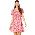 thumbnail image 1 of INSPIRE CHIC Women's Tie V Neck Short Sleeve Ruffle Floral A-Line Dress, 1 of 6
