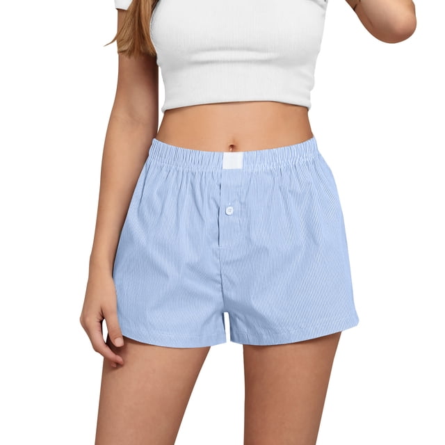 Plebaso Shorts Boxeurs pour Femmes Taille Élastique Shorts Décontractés Bas de Détente Confortables Shorts de Pyjama Amples Vêtements de Nuit