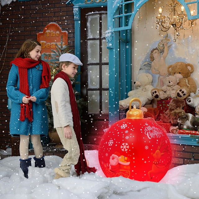 Home Decor Clearance 60CM Outdoor Christmas Inflatable Decorated Ball Giant Christmas Inflatable Ball Christmas Tree Decorations With Lamp Dorm Decor on Clearance