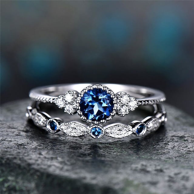TopLLC Rings Women's Fashion Diamond Couple Jewelry 1 Pair Rings Set Size 6 Ring ring
