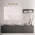 thumbnail image 4 of Globe Electric Cannes 5-Piece Matte Brass All-In-One Bathroom Hardware Set with 3-Light Vanity Light Fixture and Clear Glass Shades, 4 of 9