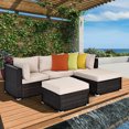 thumbnail image 3 of Patiojoy 5-Piece Outdoor Patio Sectional Rattan Wicker Conversation Sofa Set with Yellowish Cushions, 3 of 5