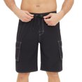 thumbnail image 2 of BADHUB Drawstring Cargo Shorts for Men Stretch Elastic Waist Work Shorts Casual Ripstop Solid Color Hiking Shorts Black 40, 2 of 7