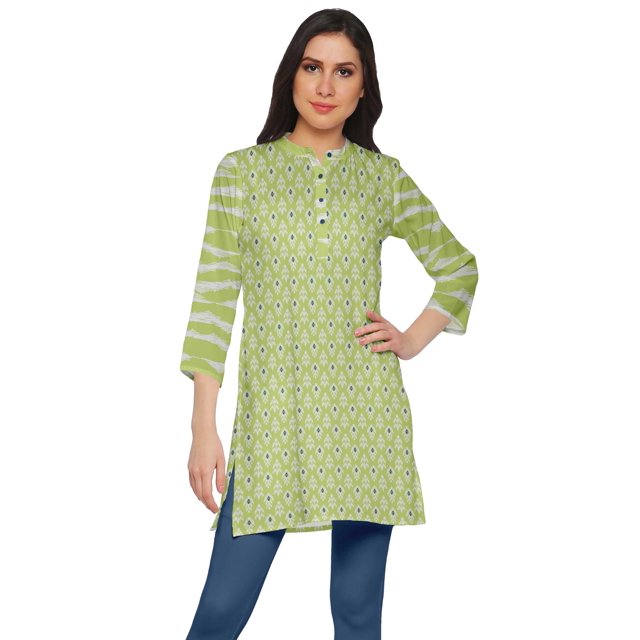 Moomaya Kurta Mini en Poly-Crêpe Tunique d'Été Kurtis Courts Imprimés pour Femmes