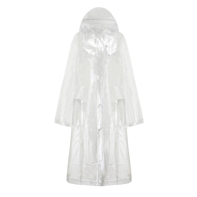 Esquirla Clear Raincoat Hooded Waterproof Windproof Jacket Button Closure Coat Raincoat - XL