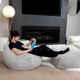 thumbnail image 2 of Gouchee Home Agora Grey Bean Bag Chair – Soft Faux Rabbit Fur Polyester with Polystyrene Bead Filling, Suitable for Adults and Teens, Lightweight & Portable Seating for Dorm, Living Room or Lounge, 2 of 7