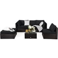 thumbnail image 3 of Costway 6PCS Outdoor Patio Rattan Furniture Set Cushioned Sectional Sofa Black, 3 of 9