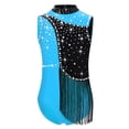 thumbnail image 3 of inhzoy Filles Enfants Robe de Patinage Artistique à Franges en Strass Justaucorps Sans Manches avec Jupe Justaucorps de Ballet Lyrique Tenue de Danse Bleu Clair 8, 3 of 5