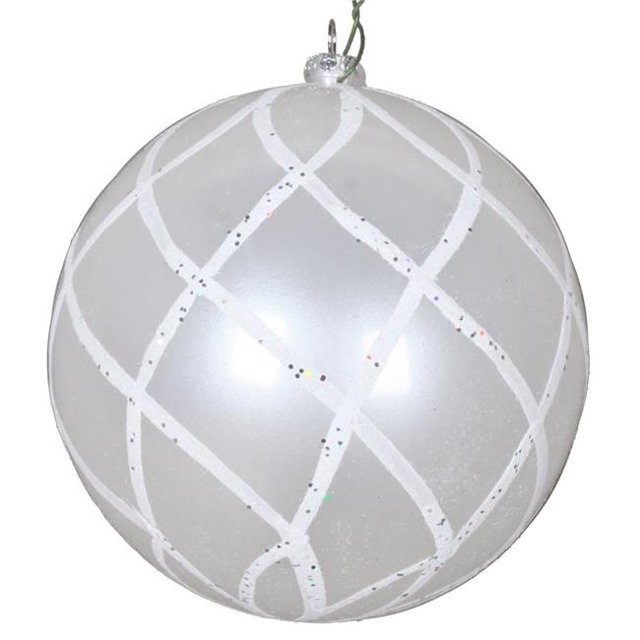 Vickerman MT198111D 4.75 in. White Candy Glitter Net Ornament - 3 per Bag