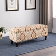 thumbnail image 2 of HomePop Traditional Fabric Large Storage Bench with Nailhead Trim in Cream, 2 of 12