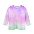 thumbnail image 2 of MeetoTime Haut à Manches 3/4 pour Enfants Décontracté Imprimé Teinture sur Nœuds Col Rond Pull de Base pour Garçons Filles 3-14 Ans Vêtements pour Enfants, 2 of 4