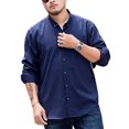 thumbnail image 1 of Innerwin Tunic Shirt Lapel Neck Men Tops Work Button Down Regular Fit Shirts Dark Blue 205/139cm, 1 of 4