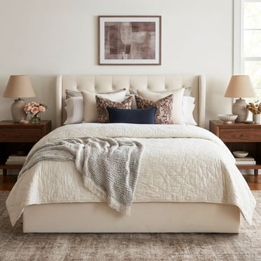 Aykah Modern Velvet King Bed Frame With Storage, Metal Bed Frame with High Headboard, Modern Wingback Design Bed