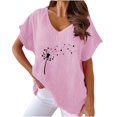 thumbnail image 1 of Birdeem Blouses pour Femmes T-Shirt Décontracté à Imprimé à Col en V à Manches Courtes pour Femmes, 1 of 12