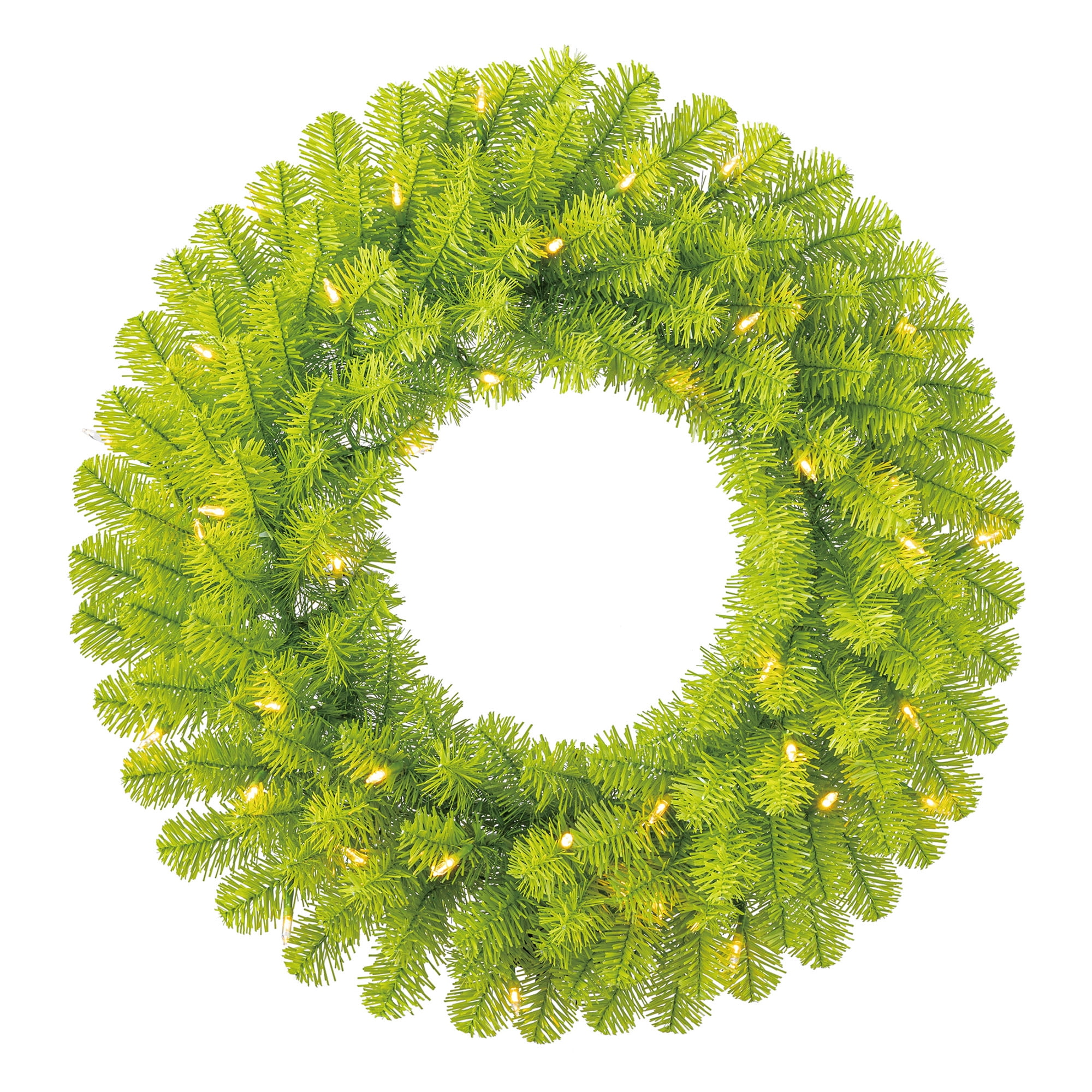 Holiday Time Couronne de Noël artificiel Lawndale de 24 po (60,96 cm) avec des lumières couleur blanc chaud à fonctionnant sur batterie DEL - Vert