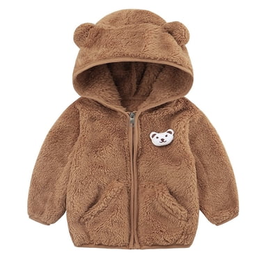 Toddler Fleece Warm Jacket with Hooded Cute Cartoon Animal Printed Long Sleeve Baby Girl Winter Clothes for Boys 12-18 Months Baby Clothes