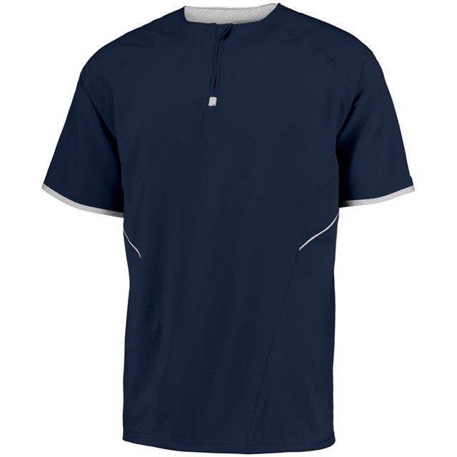 Adult Short Sleeve Pullover, Navy & White - Large
