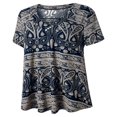thumbnail image 2 of Woman Plus Size Short Sleeve Floral Blouses Henley T-Shirts V Neck Button Tunic Tops  M-4xl, 2 of 4