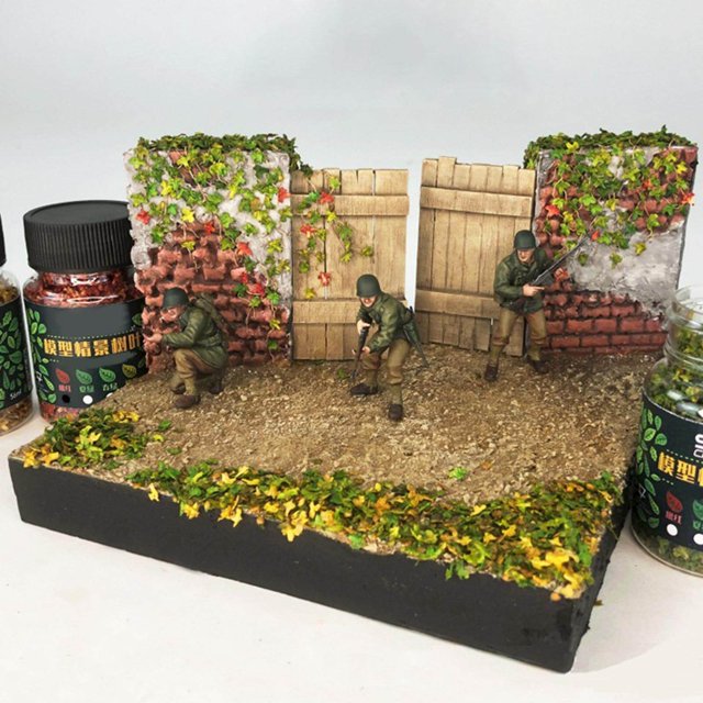 pitrice Miniature Leaf Diorama for Model Railroad Micro Landscape Architecture Model Brown