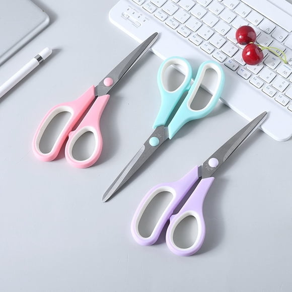 sdhkgrrt Moins de 5 $ 3 Pcs Ciseaux pour Ados en Acier Inoxydable, Ciseaux de Bureau Couleur Macaron, Ciseaux pour Ados en Acier Inoxydable, Ciseaux d'Artisanat à Prise en Caoutchouc, Ciseaux de Papeterie Colorés, Ciseaux de Coupe Polyvalents