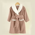 thumbnail image 4 of 3-10 Years Boys Girls Fleece Robe Hooded Soft Warm Bathrobe Sleepwear For Kids Coffee B, 4 of 5