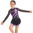 thumbnail image 4 of TiaoBug Robe de Patinage Artistique en Maille Élégante pour Filles avec Strass Manches Longues Robe Tutu de Danse Ballet Violet 8, 4 of 6