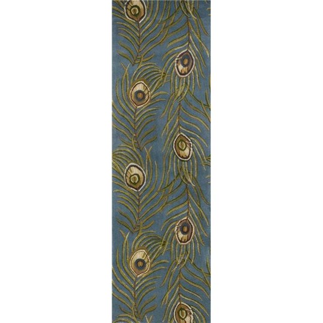 HomeRoots 352799 2 ft. 6 in. x 8 ft. Runner Wool Blue Area Rug