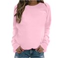thumbnail image 1 of PEZHADA Chandails d'Automne pour Femmes en Liquidation Chandail à Col Rond pour Femmes, Chandail à Enfiler pour Femmes à Manches Longues Col Rond Chandail Uni Hauts Blouse Rose, 1 of 4