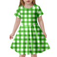 thumbnail image 1 of LUOGENLI Robe Mode pour Enfants à Carreaux Ajustée à Manches Courtes (6 14 Ans) Robe pour Filles Longueur Genou Vert 12-14 Ans, 1 of 4