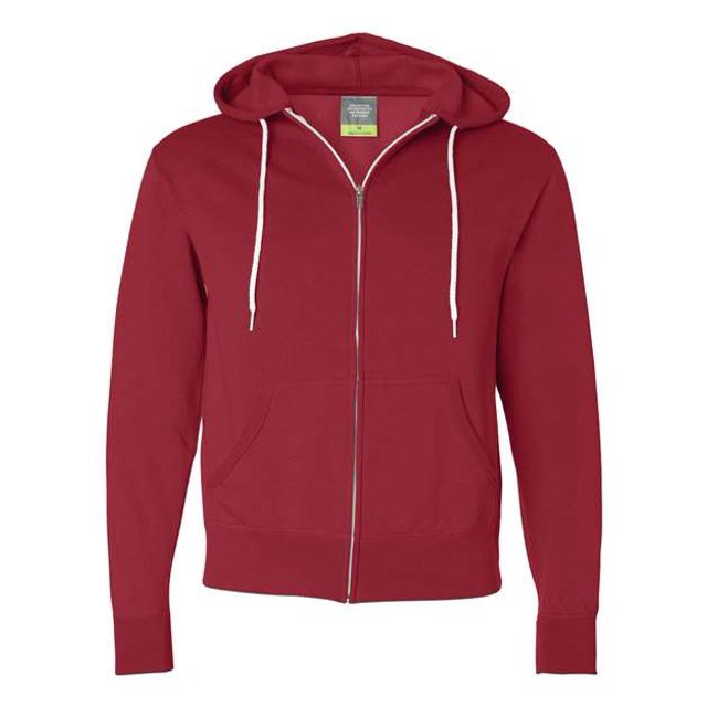Independent Trading Co. Sweat à Capuche Léger Unisexe à Fermeture Éclair Complète, TP, Rouge