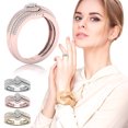 thumbnail image 2 of PVCS Strass Anneaux Ensemble pour les Femmes 2PCS Empilables Bagues de Fiançailles Mariage, 2 of 6