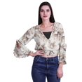 thumbnail image 1 of Moomaya Printed Womens Crop Top Wrap Style Top Wear Ruffle Long Sleeve Casual Summer Blouse, 1 of 5