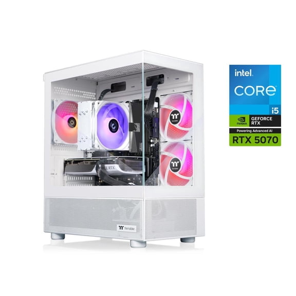 Thermaltake LCGS NE i1470-V170S Ordinateur de Bureau de Jeu (Intel Core i5-14400F, NVIDIA GeForce RTX 5070, 16 Go DDR5 6000MT/s Mémoire, 1 To NVMe M.2, 850W PSU, Wifi, Windows 11) N17S-B76N-570-LCS