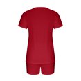 thumbnail image 2 of 2PC Women's V Neck Short Sleeve Two-piece Comfortable Home Pajamas Set Sports Set, 2 of 5